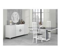 MARIKA - Buffet 4P avec Leds + Table 160cm Effet Pierre