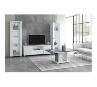 MARIKA - Ensemble Salon Blanc et Effet Pierre avec Leds