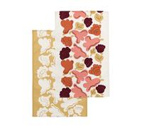 Marimekko Kukasta Kukkaan torchon de cuisine Off white-pink-terrac-ochre. lot de 2