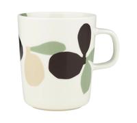 Marimekko Mug Omppo White. sage. black brown. linen. 2.5 dl
