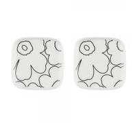 Marimekko Oiva/Piirto Unikko Assiette 10 x 10 cm, 2 kpl, 10 x 10 - Blanc et noir