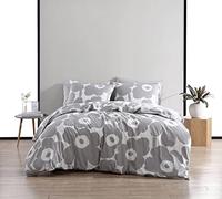 Marimekko - Parure de lit pour Grand lit, en Coton avec taies d'oreiller et Fermeture à Bouton Assortis, décoration d'intérieur Toutes Saisons (Gris unikko, Grand lit)