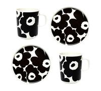 Marimekko Set de petit-déjeuner Unikko Blanc-noir