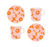 Marimekko Set de petit-déjeuner Unikko White-pink-orange. 4 pièces