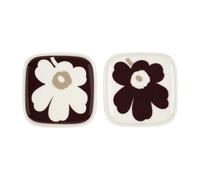 Marimekko Soucoupe Unikko 10x10 cm. lot de 2 Bordeaux-blanc-beige