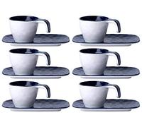 Marine Business Lot de 6 tasses à expresso avec soucoupes - Harmony Blue - Summer Edition