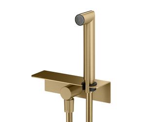 Mariner Kit de douche avec raccord mural coudé, tablette et support douchette intégré, WLS3002-PSG,