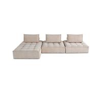 Marisol - canapé d'angle modulable 4 places - velours texturé - Beige