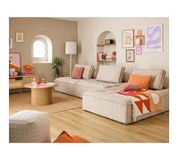 Lisa design – Canapé d'angle modulable Marisol – Velours texturé – 4 places – Beige