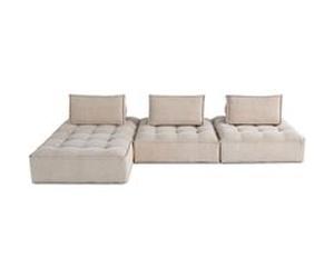 Marisol - canapé d'angle modulable 4 places - velours texturé - Beige Beige G