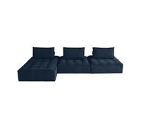 Marisol - canapé d'angle modulable 4 places - velours texturé - Bleu
