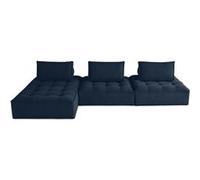 Marisol - canapé d'angle modulable 4 places - velours texturé - Bleu Bleu G