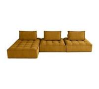 Marisol - canapé d'angle modulable 4 places - velours texturé - Jaune Jaune G