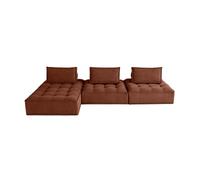 Marisol - canapé d'angle modulable 4 places - velours texturé - Terracotta