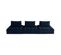 Marisol - canapé modulable droit 3 places - velours texturé - Bleu