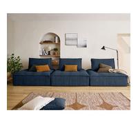 Marisol - canapé modulable droit 3 places - velours texturé - Bleu Bleu G