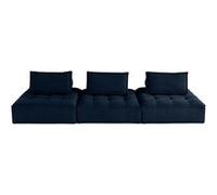 Marisol - canapé modulable droit 3 places - velours texturé - Bleu Bleu G