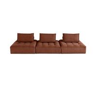 Marisol - canapé modulable droit 3 places - velours texturé - Terracotta