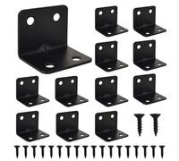 Marjoramy 12 Pièces Équerre de Fixation en Métal, Equerre Fixation Angle Support, Équerre de Assemblage Renforcée Inox, Connecteur d'Angle avec Vis pour Fixation Réparation Meubles, 31x31x37mm, Noir