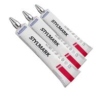 Markal 96657 Stylmark Marqueur, Pointe bille 3 mm en acier, Bleu (Lot de 3)