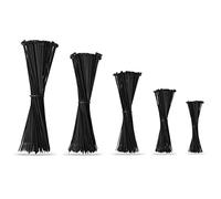 MARKEN FAKTUR® Lot de 500 colliers de serrage - 5 tailles différentes - Colliers de serrage résistants aux UV en plastique robuste et résistant - Attaches de câble avec fermoir amélioré (Noir)
