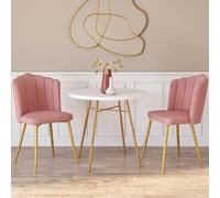IDMARKET Lot de 2 chaises de salle à manger ADELLA en velours rose