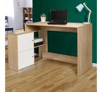 IDMarket - Bureau d'angle en L BOB - Imitation hêtre / blanc