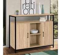 IDMarket - Buffet 100 cm Detroit 2 Portes avec étagères Design Industriel