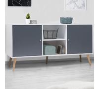 MARKET Buffet bas scandinave 140 cm EFFIE 2 portes bois blanc et
