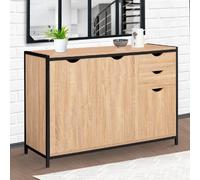 Buffet bas DETROIT avec placards et tiroirs design industriel