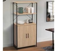 IDMarket - Buffet haut Detroit 2 portes H. 125 cm avec étagères design industriel