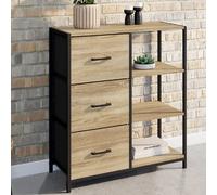IDMarket - Buffet d'appoint Utah - 3 tiroirs et étagères 70 cm - Design industriel Multicolore