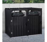 IDMarket - Cache Poubelle Double en Acier Gris Anthracite