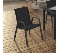 IDMarket Lot de 4 chaises de jardin LYMA métal et textilène empilables noires