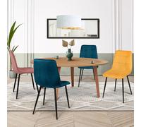IDMARKET Lot de 4 chaises de salle à manger MILA assise matelassée bleu x2, jaune ocre, rose