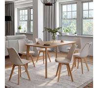 IDMarket - Lot de 6 chaises scandinaves SARA non pliables H. 79,5 cm pour salle à manger Beige
