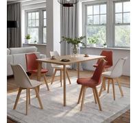 IDMarket – Chaises scandinaves SARA – Lot de 6 terracotta x3 et beige x3