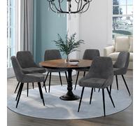IDMarket - Lot de 6 chaises THALYA en Velours Gris foncé avec accoudoirs