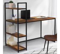 IDMARKET Bureau bibliothèque HAWKINS plateau bois foncé design industriel