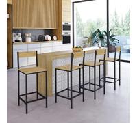 IDMARKET Tabourets de bar DETROIT avec dossier design industriel Lot de 4