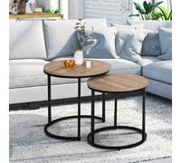 IDMarket – Lot de 2 tables basses gigognes Detroit rondes 40/45 design industriel multicolore