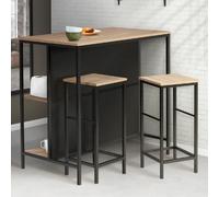 IDMarket Table de bar îlot Detroit et 2 tabourets design industriel multicolore
