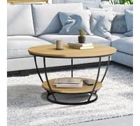 IDMarket - Table Basse Filaire Double Plateau Ronde Detroit 70 cm Design Industriel