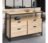 IDMarket Commode DETROIT 4 tiroirs 110 cm design industriel avec étagère