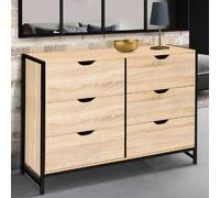 IDMARKET Commode DETROIT 6 tiroirs 115 cm design industriel