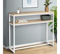 IDMarket – Console double Detroit – design industriel bois et métal – Blanc