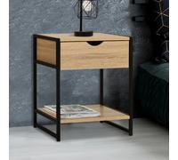 IDMARKET Lot de 2 tables de chevet DETROIT 1 tiroir avec tablette bois et métal noir design industriel