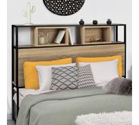 IDMARKET Tête de lit sur pied DETROIT 145 cm bois et métal noir design industriel