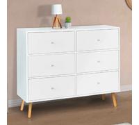 IDMarket - Commode 6 tiroirs Emmie 110 cm scandinave Blanc