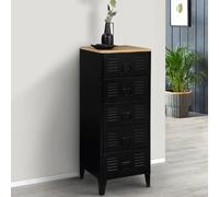 IDMarket Chiffonnier ESTER 5 tiroirs 40 cm métal noir plateau façon hêtre design industriel